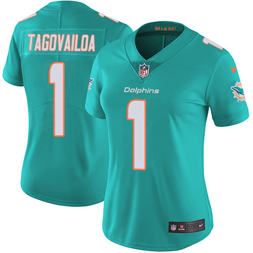 Nike Miami Dolphins #1 Tua Tagovailoa Aqua Green Team Color Women Stitched NFL Vapor Untouchable Limited Jersey->women nfl jersey->Women Jersey